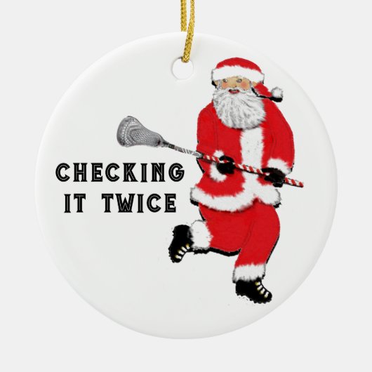 Lacrosse kerstcadeaus keramisch ornament (Voorkant)