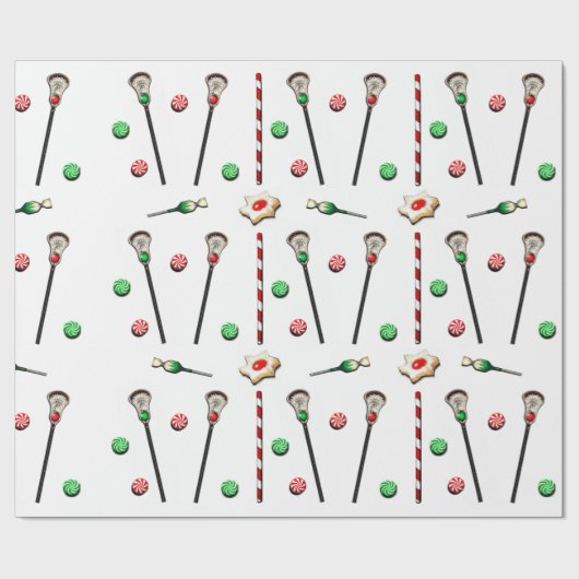 Lacrosse Kerstmis Cadeaupapier (Vlak)
