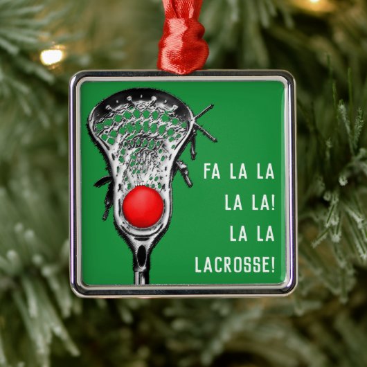Lacrosse Kerstmis Cheer Metalen Ornament (Boom)