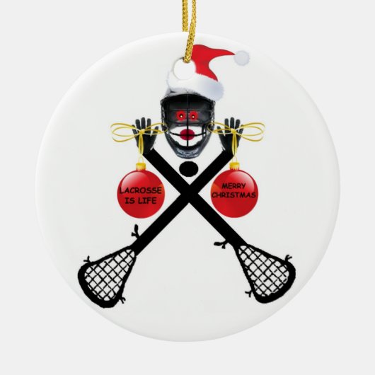 Lacrosse Kerstmis Keramisch Ornament (Voorkant)