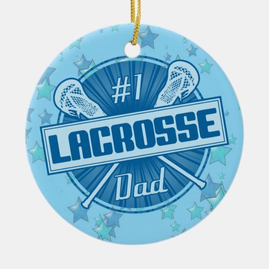 Lacrosse kerstversiering, #1 Papa Lax Keramisch Ornament (Voorkant)