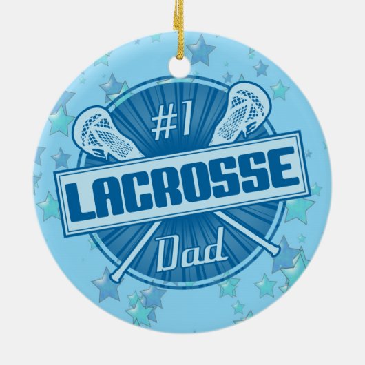 Lacrosse kerstversiering, #1 Papa Lax Keramisch Ornament (Achterkant)