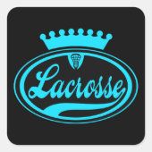 Lacrosse kroon vierkante sticker (Voorkant)