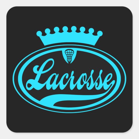 Lacrosse kroon vierkante sticker (Voorkant)