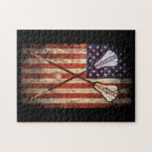 Lacrosse LAX American Flag Legpuzzel (Horizontaal)