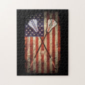 Lacrosse LAX American Flag Legpuzzel (Verticaal)