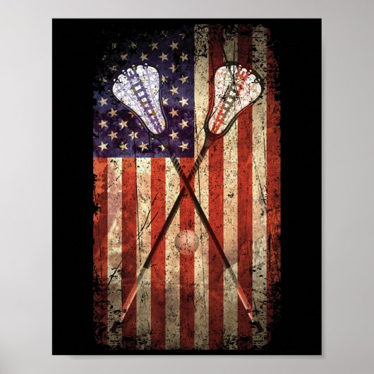 Lacrosse LAX American Flag Poster (Voorkant)
