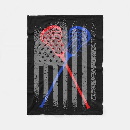 Lacrosse Lax Amerikaanse vlag 1 Fleece Deken (Voorkant)
