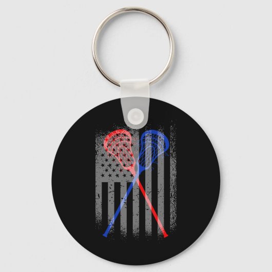 Lacrosse Lax Amerikaanse vlag 1 Sleutelhanger (Voorkant)