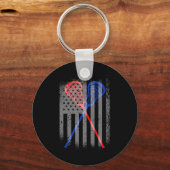 Lacrosse Lax Amerikaanse vlag 1 Sleutelhanger (Voorkant)