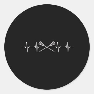 Lacrosse Lax Heartbeat Funny Lacrosse Stick Mannen Ronde Sticker