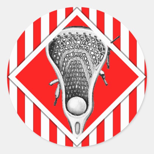 Lacrosse Lax Team Red Classic Round Sticker (Voorkant)