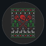 Lacrosse Lax Ugly Christmas Ronde Sticker<br><div class="desc">Lacrosse Lax Ugly Christmas</div>