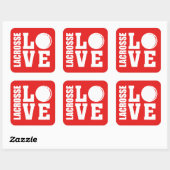 Lacrosse Love Vierkante Sticker (Vel)