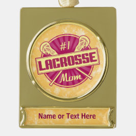 Lacrosse Mam Gepersonaliseerde kerstversiering Verguld Banner Ornament