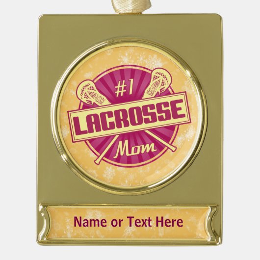 Lacrosse Mam Gepersonaliseerde kerstversiering Verguld Banner Ornament (Voorkant)