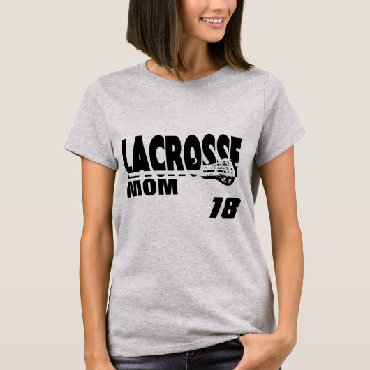 Lacrosse mama met nummer t-shirt (Voorkant)