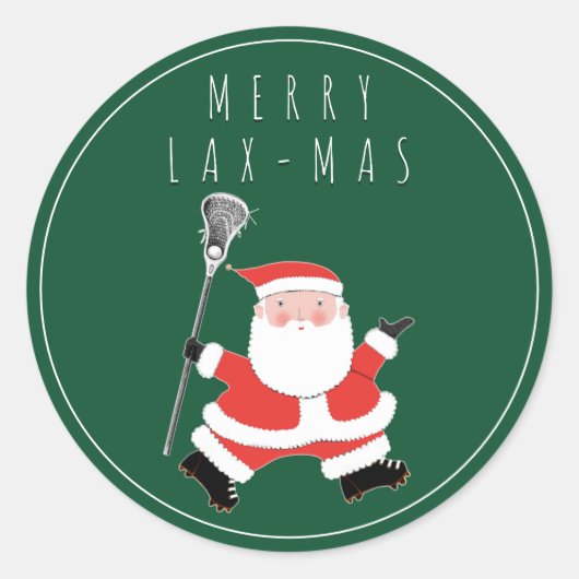 Lacrosse Merry Lax-mas Classic Ronde Sticker (Voorkant)