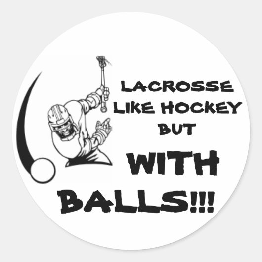 Lacrosse met ballen ronde sticker (Voorkant)