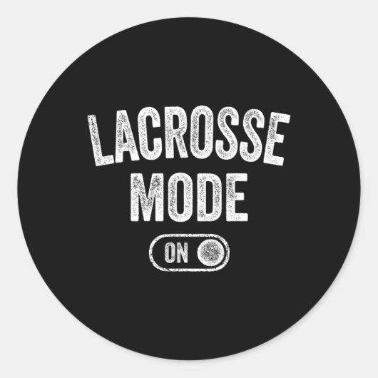 Lacrosse-modus op Funny Lax Player Gift Coach Inst Ronde Sticker (Voorkant)