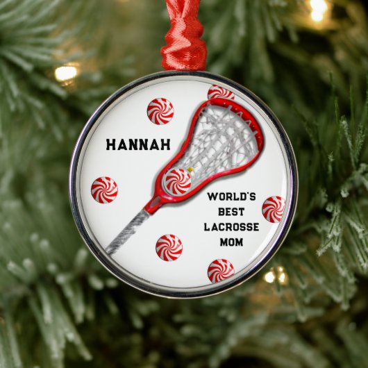 Lacrosse Moeder Cadeau Metalen Ornament (Boom)