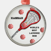 Lacrosse Moeder Cadeau Metalen Ornament (Voorkant)