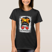 Lacrosse Moeder Messy Bun Haar Speler Moeder Moede T-shirt (Voorkant)