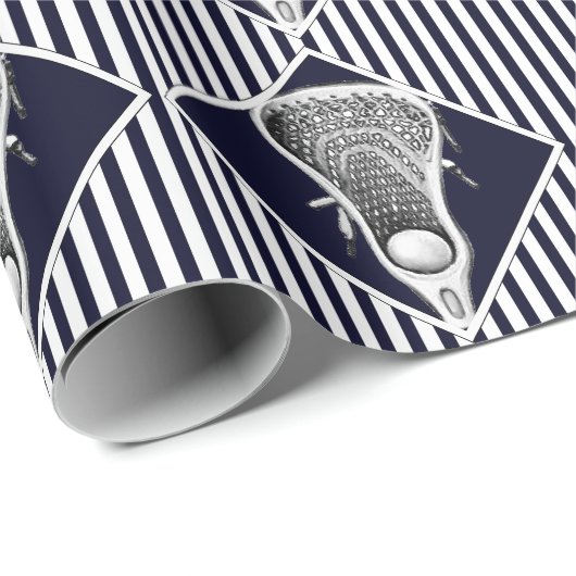 Lacrosse Navy Blue Sports Gift Wrapping Paper Cadeaupapier (Rol Hoek)