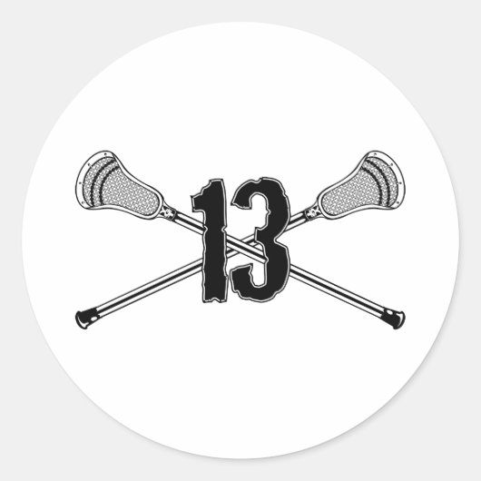 Lacrosse nummer 13 Sticker (Voorkant)