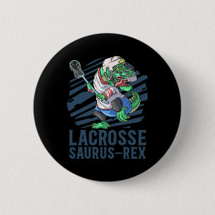 Lacrosse-o-saurus T Rex Dinosaur Met Lacrosse Sti Ronde Button 5,7 Cm