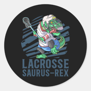 Lacrosse-o-saurus T Rex dinosaurus met lacrosse-st Ronde Sticker