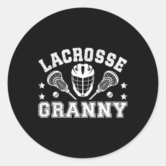 Lacrosse oma oma oma van een lacrosse speler ronde sticker (Voorkant)