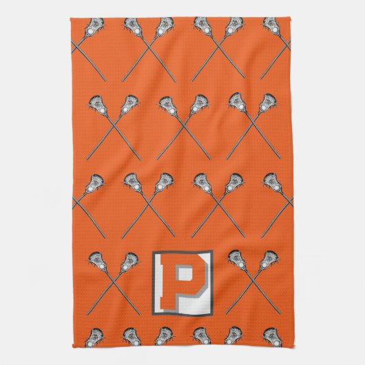 Lacrosse oranje sport handdoek (Verticaal)