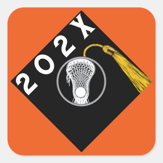 Lacrosse Oranje Team Senior Night Square Sticker (Voorkant)