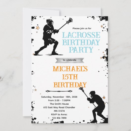 Lacrosse party invitation kaart (Voorkant)