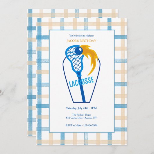 Lacrosse Party-uitnodigingen Kaart (Voorkant / Achterkant)