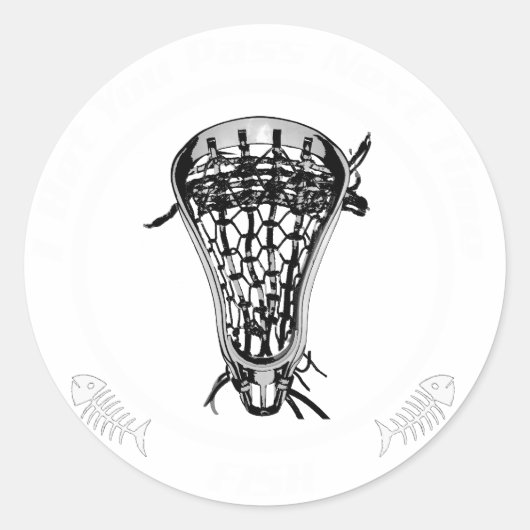 Lacrosse Pass Fish Ronde Sticker (Voorkant)