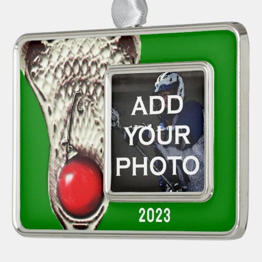 Lacrosse Photo Verzilverd Omlijst Ornament (Links)