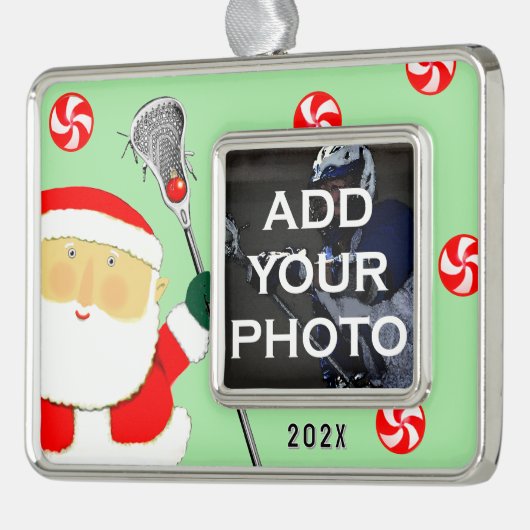 Lacrosse Photo Verzilverd Omlijst Ornament (Links)