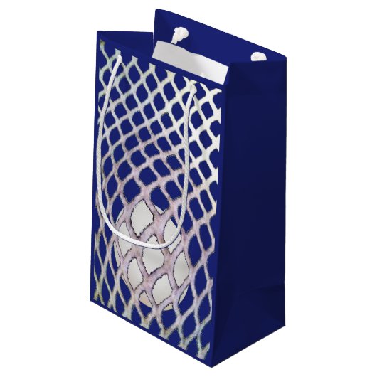 Lacrosse Player Blue Small Gift Bag Klein Cadeauzakje (Achterkant Gekanteld)
