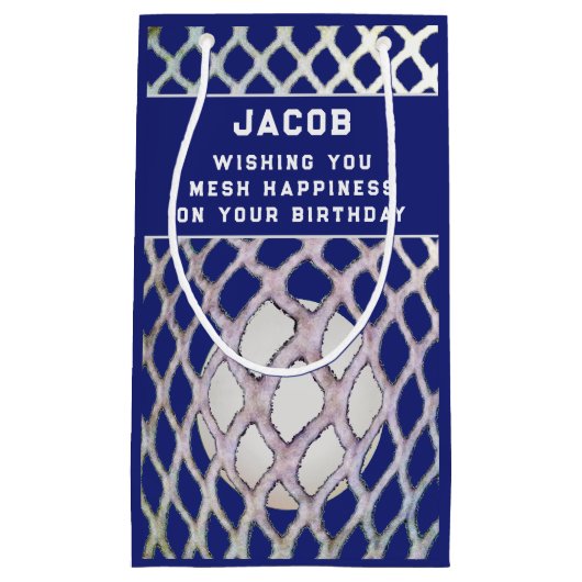 Lacrosse Player Blue Small Gift Bag Klein Cadeauzakje (Voorkant)