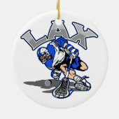 Lacrosse Player Blue Uniform Keramisch Ornament (Achterkant)