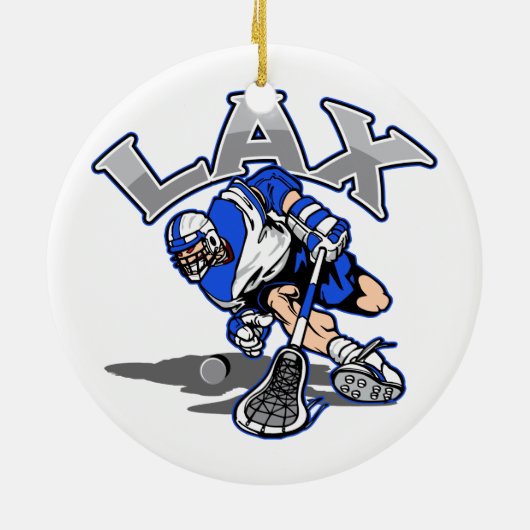 Lacrosse Player Blue Uniform Keramisch Ornament (Achterkant)