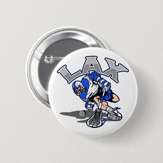 Lacrosse Player Blue Uniform Ronde Button 5,7 Cm (Voorkant /achterkant)