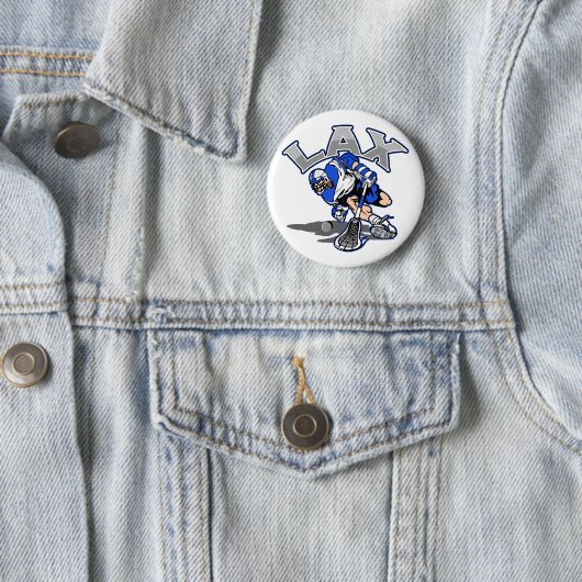 Lacrosse Player Blue Uniform Ronde Button 5,7 Cm (In situ)