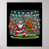 Lacrosse Player Christmas Santa Reindeer Playing L Poster (Voorkant)
