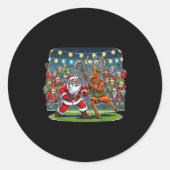 Lacrosse Player Christmas Santa Reindeer Playing L Ronde Sticker (Voorkant)