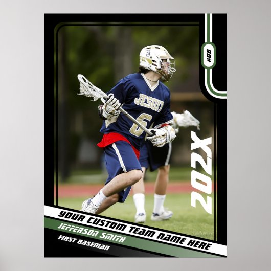 Lacrosse Player Custom Gift in Groen Poster (Voorkant)