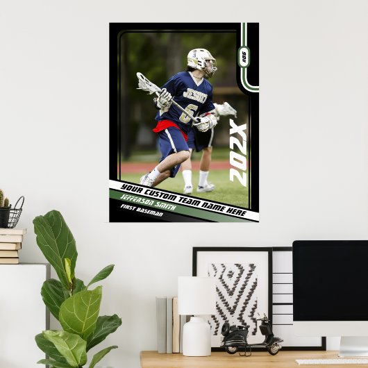 Lacrosse Player Custom Gift in Groen Poster (Thuiskantoor)