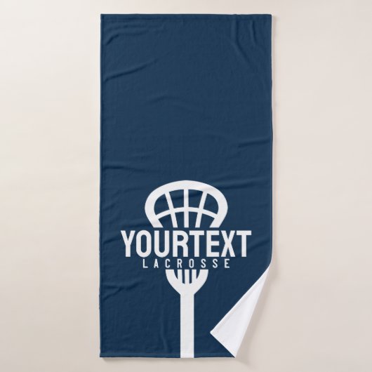 Lacrosse Player CUSTOM TEXT Team Mesh Sport Stick Bad Handdoek (Badhanddoek)